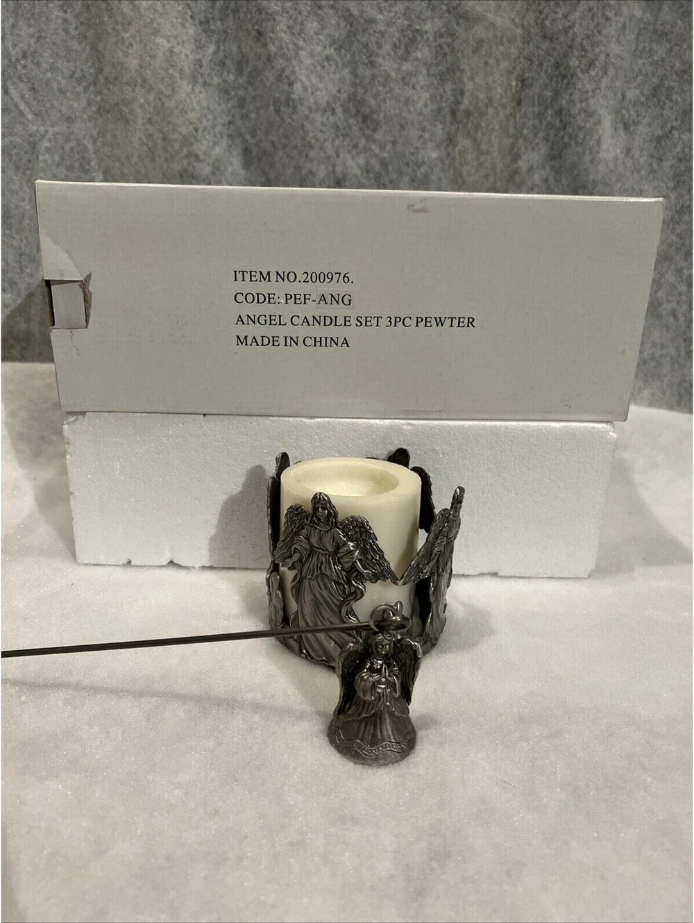 Angel candles set three-piece pewter